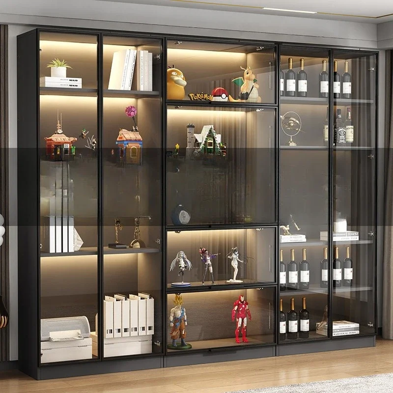 American Tempered Glass White Bookcase Multi Tier with Doors Foldable Design FSC Certified Anti-Scratch for Family Room
