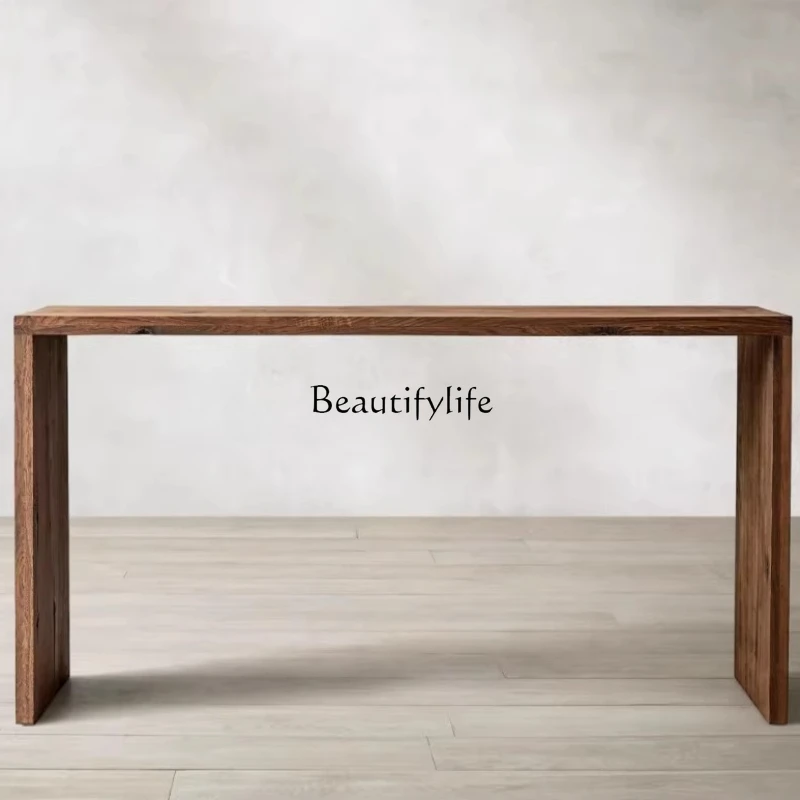 

-*American rural retro solid wood entrance table, living room simple display rack, customizable furniture