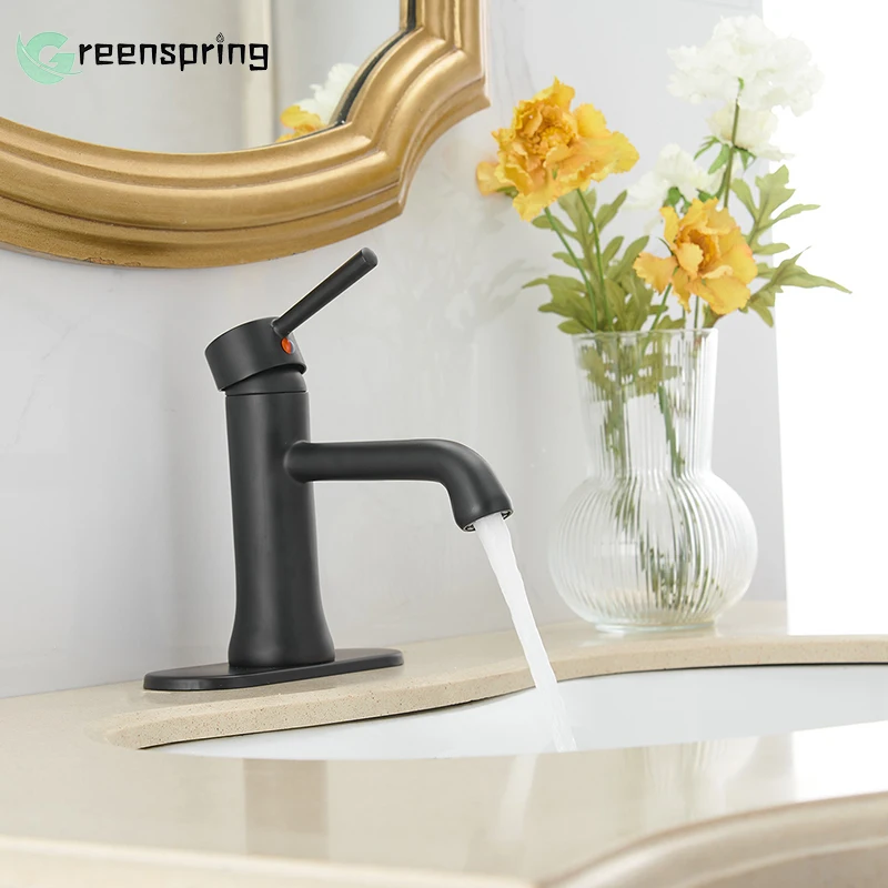 1 Holes 3 Holes Chrome/Matte Black Single-Handle Low-Arc Bathroom Cold And Hot Water Mixer Faucet Sink Taps With Hose