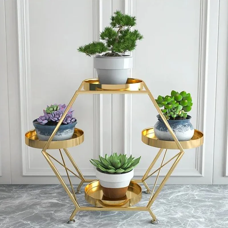 Golden Indoor Plant Stand Backdrop Flowers Luxury Nordic Plant Stand Metal Bedroom Estantes Para Plantas Balcony Furniture