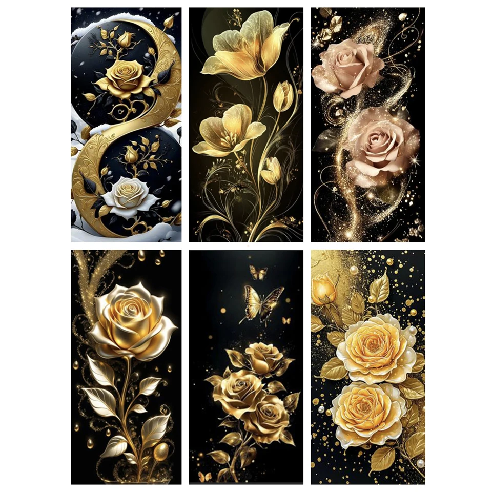 

5D Diamond Painting "Golden Flower" DIY Full Rhinestone Diamond Mosaic Cross Embroidery Square Round Diamond Embroidery