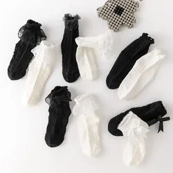 Girl Frilly Socks Lace JK Calf Sock for Kids Sweet Princess Ruffle White Black Color Sock for Children Spring Summer Clothing