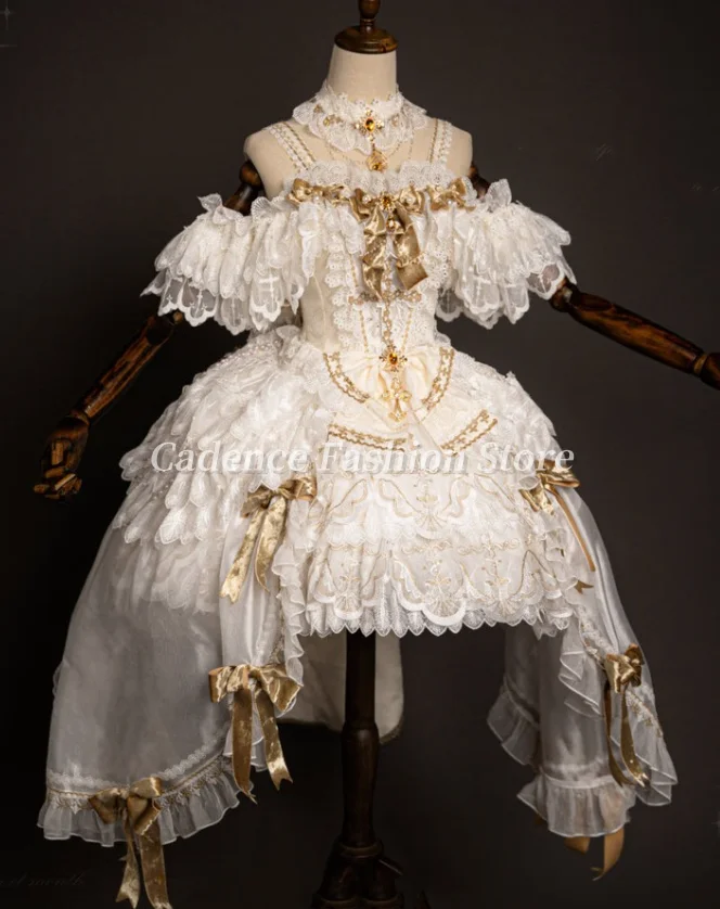 Maßgeschneiderte Lolita viktorianische Oper Ballkleider Schatz Prinzessin Schleife Spitze Kuchen Tutu Abend Party Kleider