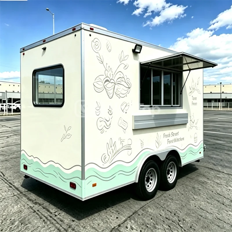 High Quality Mobile Food Trailer truck Night Market Fast Food Kiosk with Grill BBQ Pizza  Hot Dog Station