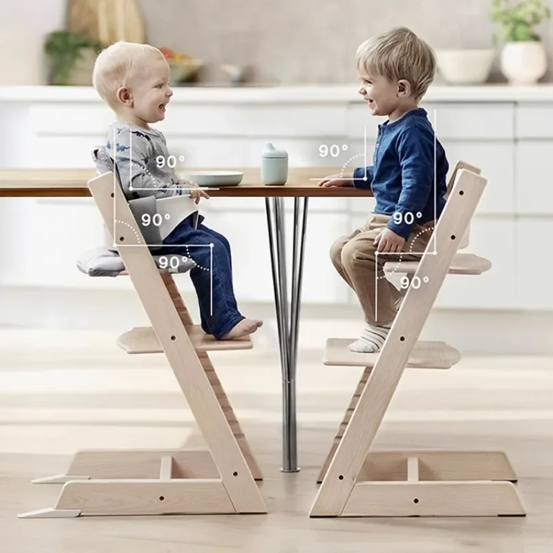 SILLA DE CRECIMIENTO multifuncional para bebés, asiento de aprendizaje ajustable de haya nórdica, trona para comer