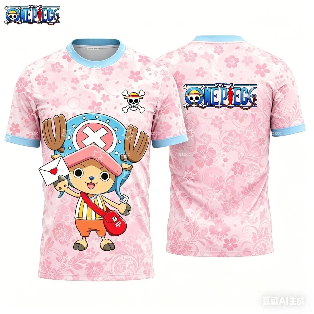 One Piece Tony Tony Chopper Anime T-Shirt Unisex Kinder Schnell trocknendes, atmungsaktives Kurzarm-T-Shirt Mode Streetwear Sport Tops – Detail 2