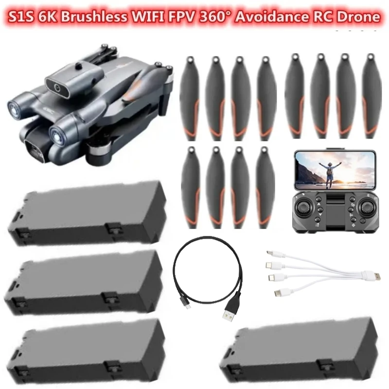 S1S 6K Brushless WIFI FPV 360° Avoidance RC Drone Part 3.7V 1800MAH Battery Propeller/Arm/USB Line/Remote Control/4 To 1 Line