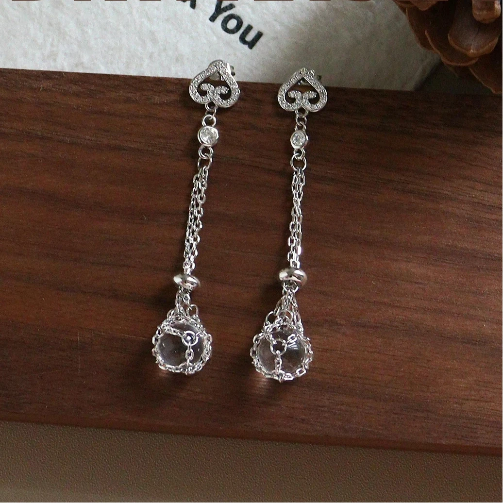 

Retro Exquisite Palace-style Glass Tassel Earrings Light Luxury High-end Temperament Versatile Long Dangle Earrings for Women