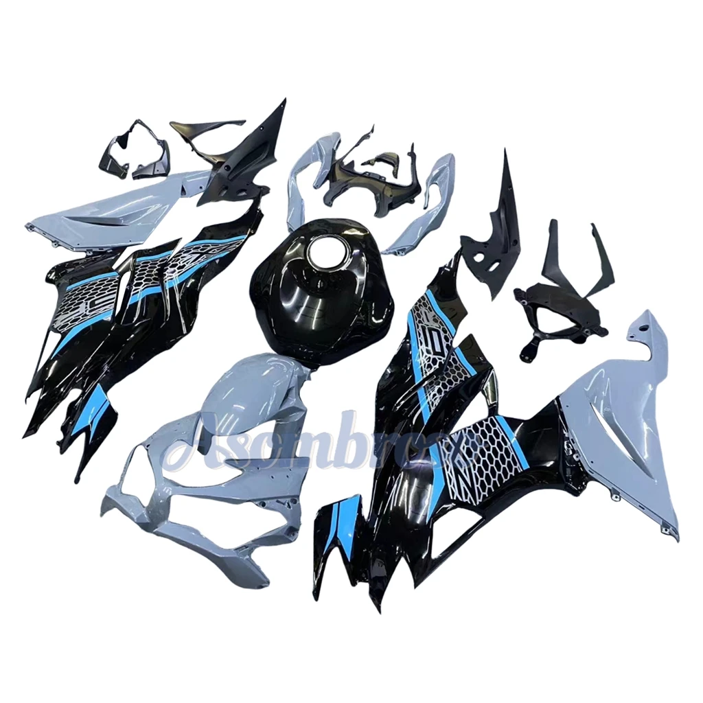 ABS Plastic Motorcycle Full Fairing Kit For Ninja ZX-6R 2019 2020 2021 2022 2023 2024 ZX 6R Blue Honeycomb Sticker Bodykits