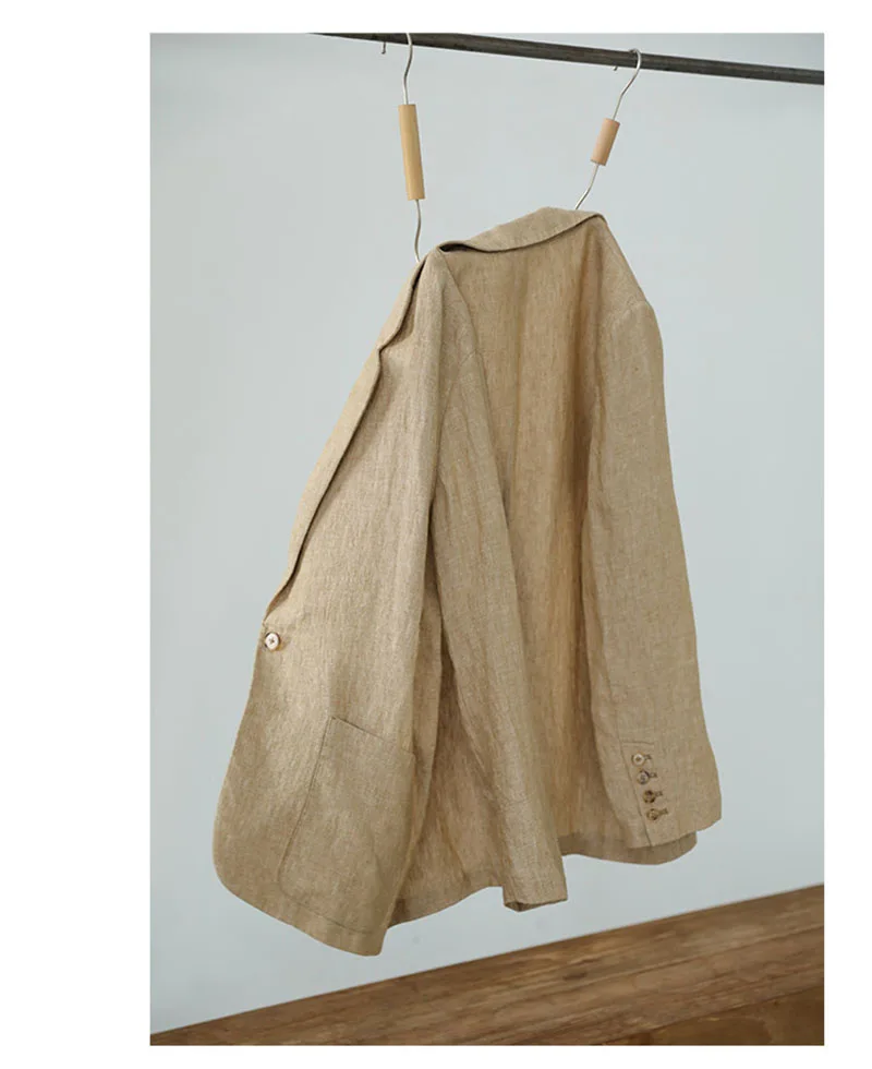 Natural Pure Linen Women's Suit Casual Lightweight Luxury Coat Spring/Summer Outdoor Simple Outfit Comfortable