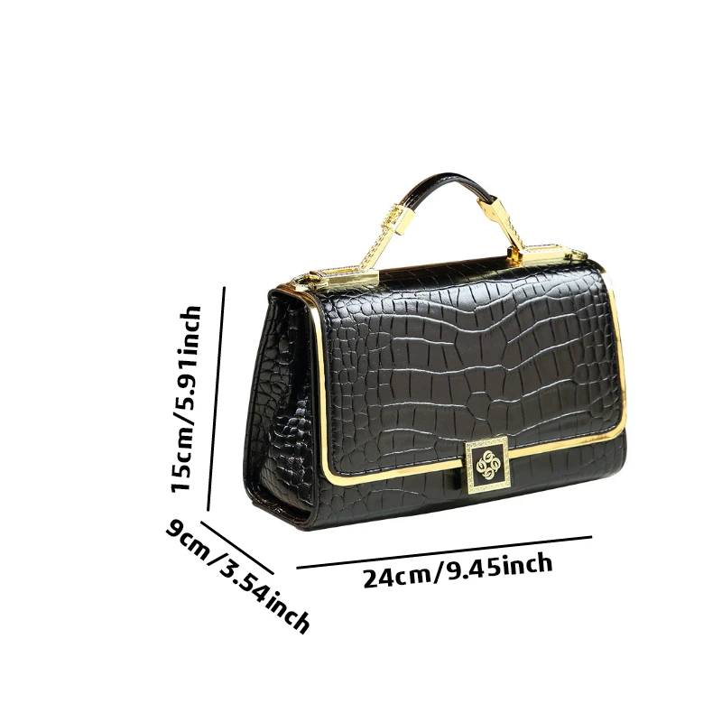 Vintage three-dimensional embossed structured box bag with exquisite metal trim, small handbag commuting and parti
