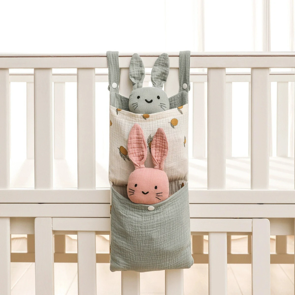 아기 어린이 침대 모슬린 면화 보관 가방 기저귀 보관 침대 옆 보관 가방 다기능 유모차 교수형 가방