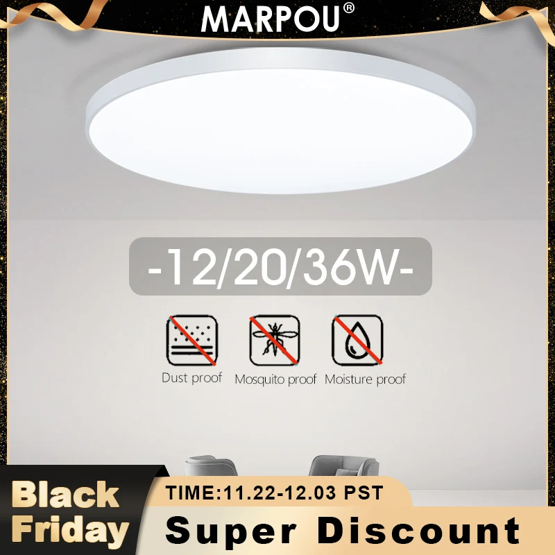 MARPOU Modern Led Ceiling Lamp Bathroom Lamp Waterproof moisture-proof mosquito proof 12W 20W 36W 220V Ceiling Light For Living