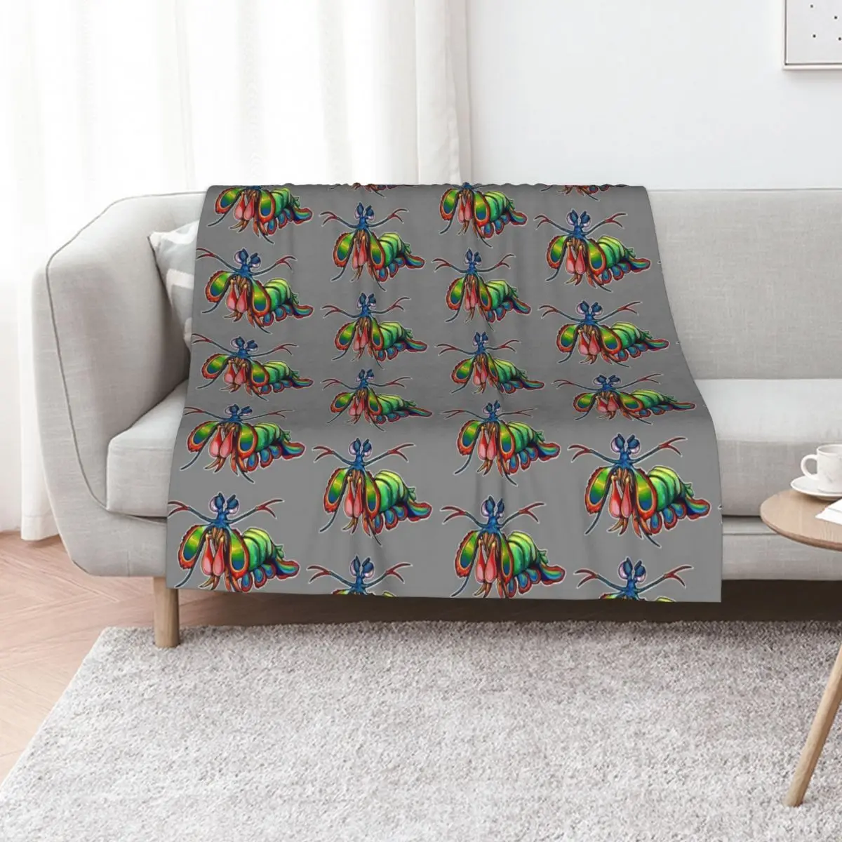Mantis shrimp of doom Throw Blanket Wrinkle Resistant Lightweight Blanket