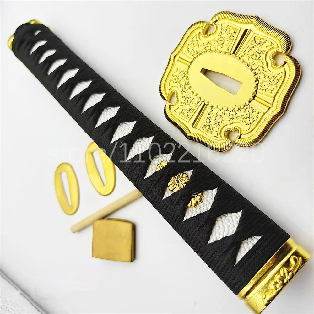 Unique Japan Tachi Sword Parts 26cm Tsuka Handle Alloy Tsuba Handguard Brass Habaki Seppa For Japanese Samurai Katana Fittings