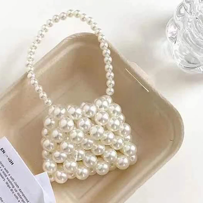 1PC Mini Pearl Beaded Purse Kawaii Coin Purse Vintage Lipstick Bag Women Bag Retro Evening Clutch Princess Handbags