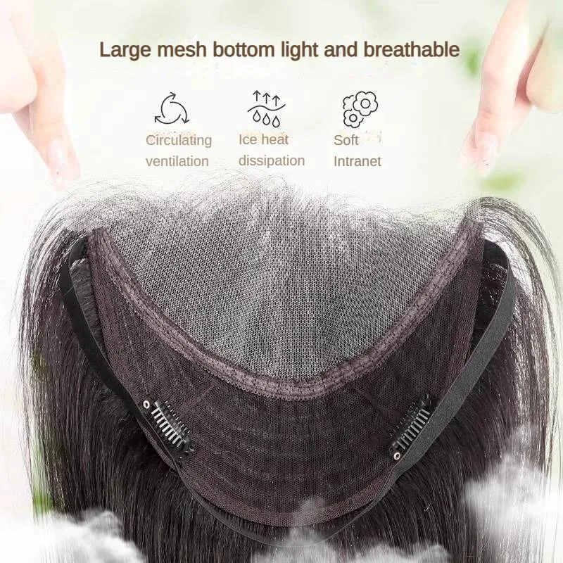 Topper per capelli umani con cinturino regolabile per donna Parrucchino frontale invisibile Topper in pizzo con separazione libera per capelli diradati