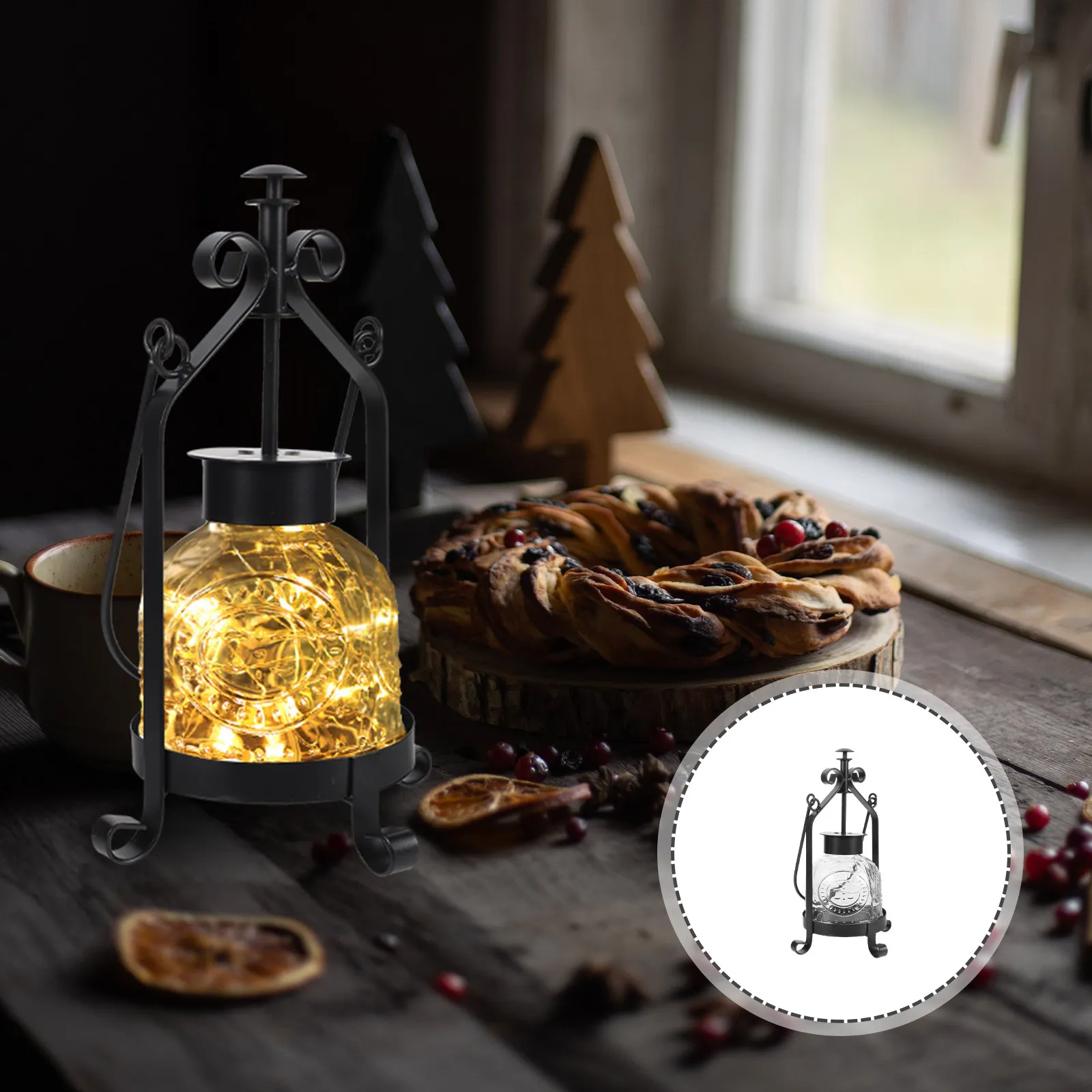 

Vintage Oil Lantern Inspired Geometric Iron Art Holder for Table Centerpiece Home Office Hotel Decor Romantic Lighting