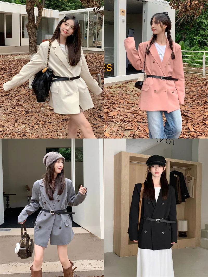Korean Autumn/Winter Loose Double Breasted Suit Coat Blazer Ladies Fashion Elegant Suit