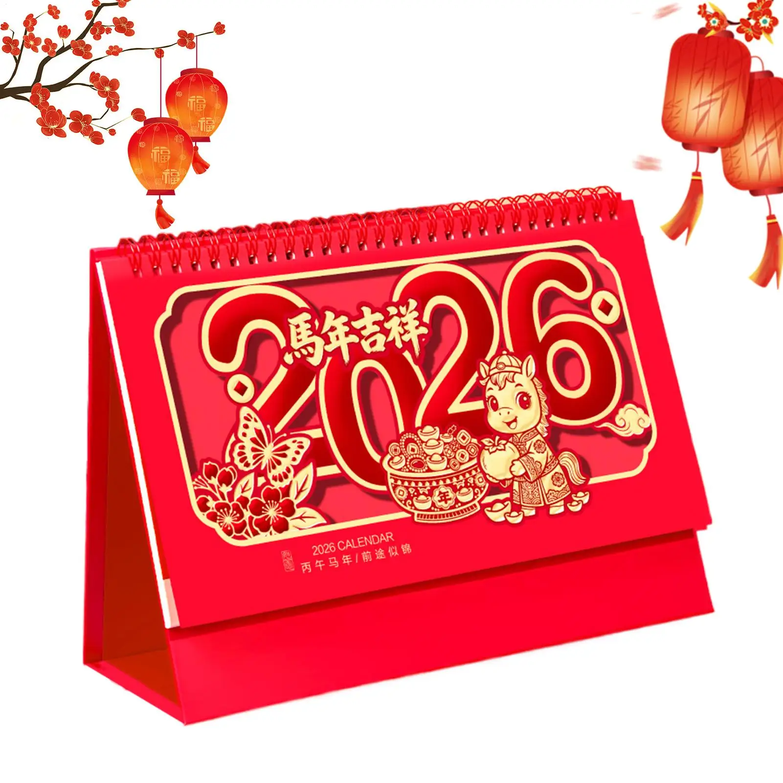 

Настольный календарь 2026 Новогодний ежемесячный планировщик Год лошади Настольный календарь для домашнего офиса Кабинет Гостиная Спальня Стол