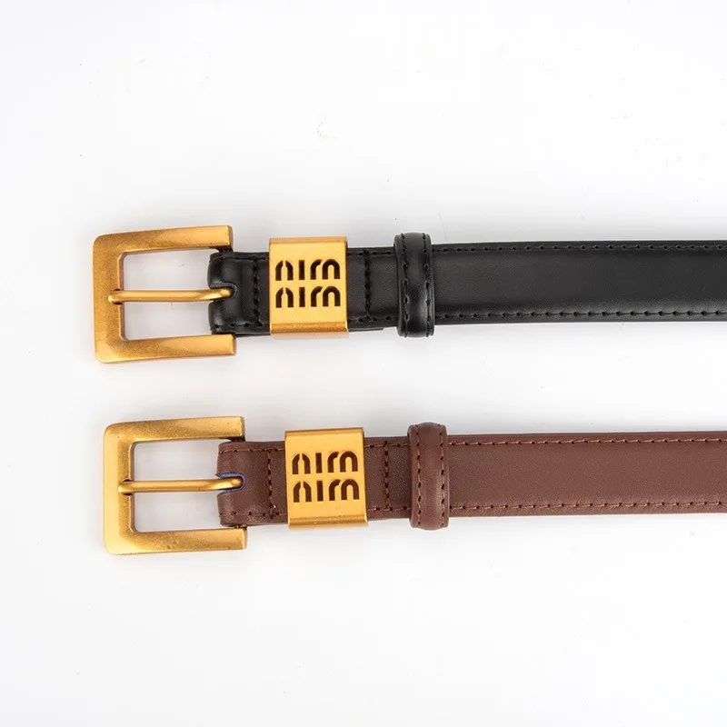 حزام من جلد البقر الأصلي بتصميم فاخر، حزام مزخرف متعدد الاستخدامات للنساء، إحساس راقي عصري