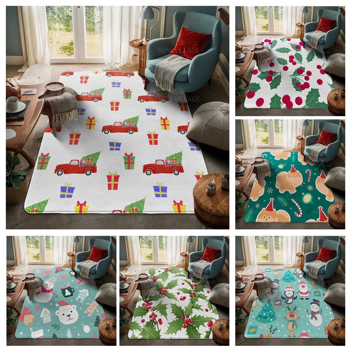 House entrance carpet Home door mat Room Bath Foot bathroom non-slip Kitchen water absorption rug Modern Nordic Merry Christmas