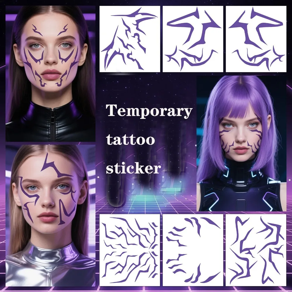 NEW 6pcs/set Kpop Demon Hunters Rumi Kang Cosplay Prop Tattoo Sticker Rumi Tattoo Demonizing Sticker For Halloween Party Gifts