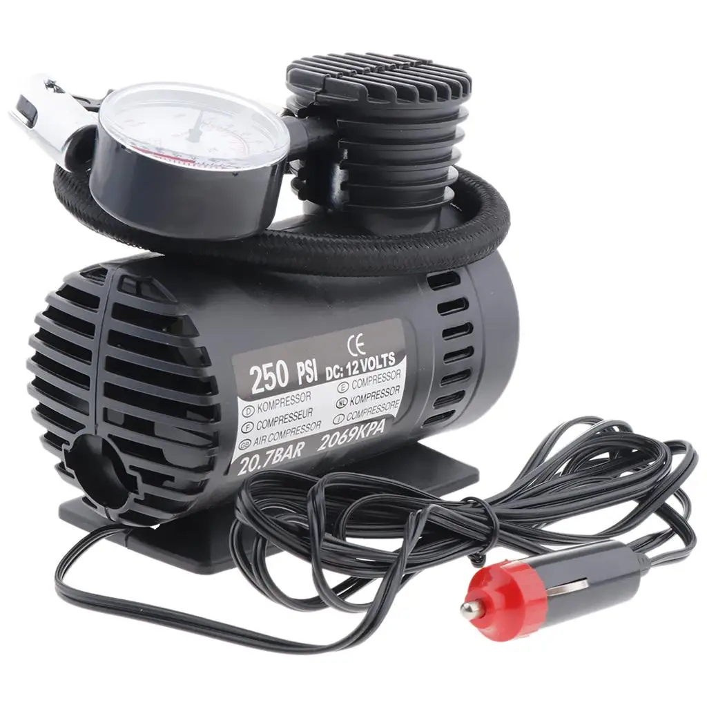 

300 PSI 12V Car Auto Pump Tire Inflator Mini Air Compressor with Gauge #2