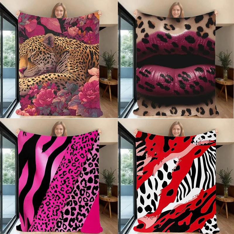 Classic Leopard Print Flannel Blanket Digital Print Warm Home Throw Blanket Autumn Winter Cover Blanket Factory Wholesale