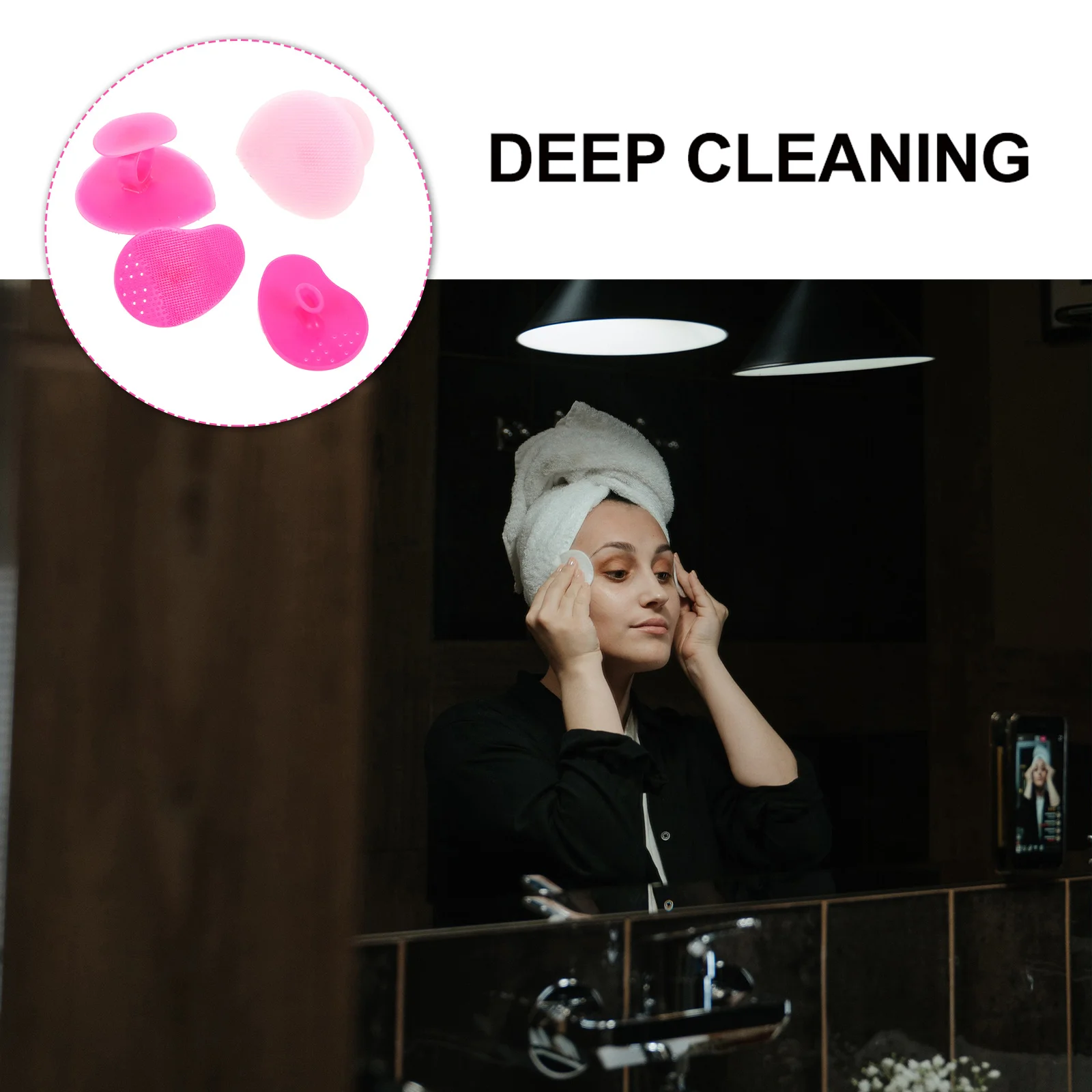 

4pcs Facial Cleansing Brush Handheld Silicone Face Device for Women Pink Random Color Body Cleaner Portable Travel Use Non