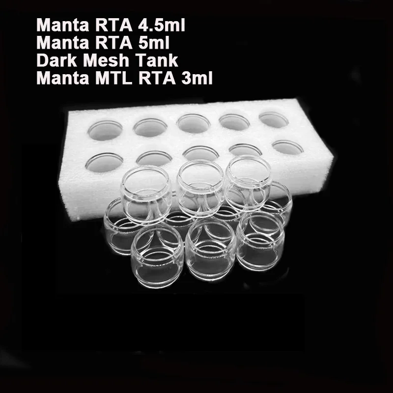 10 Pieces Bubble Fat Glass Tank For Manta RTA Manta MTL RTA 3ml Dark Mesh Tank Replacement Glass Tank Container