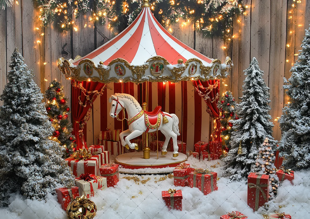 Red White Striped Carousel Ten - огляд і ціна Photography Lighting White Background