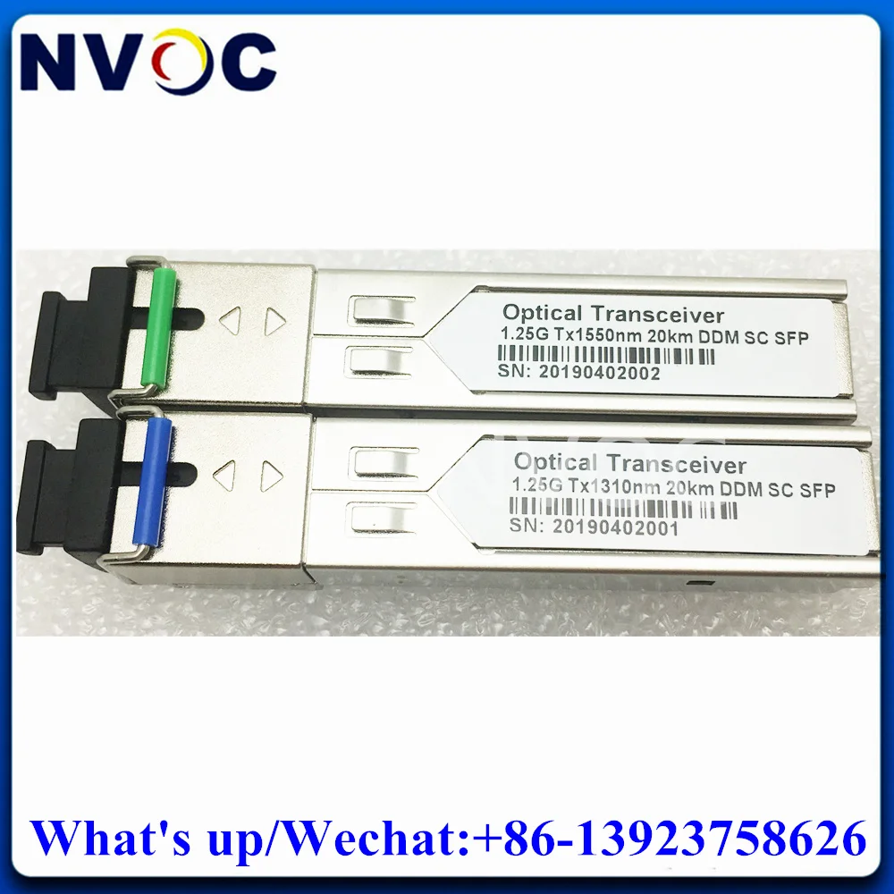 

2Pairs Gigabit Optical BIDI SFP Transceiver 1.25G Tx1310nm Rx1550nm SC Connector DDM 20km Reach 1000M WDM Fiber Optic Module