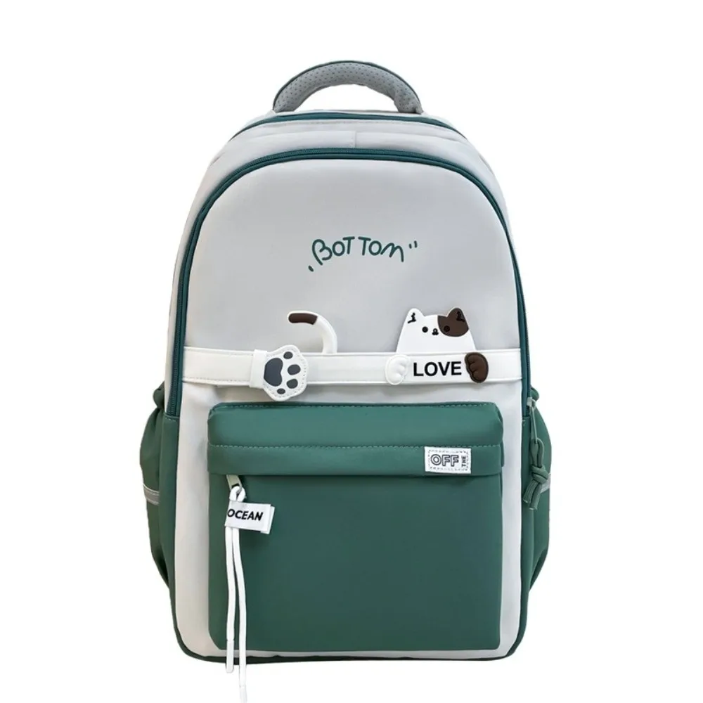 Waterproof Students School Backpack Nylon Large Capacity Cute Cat School Bag Stationery Storage Multi Pocket
