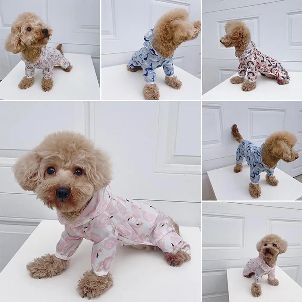 Pet Raincoat，Waterproof，Cartoon Print Hooded Press，Full Cover，One Piece Petackintosh，Small And Medium Dog Clothes