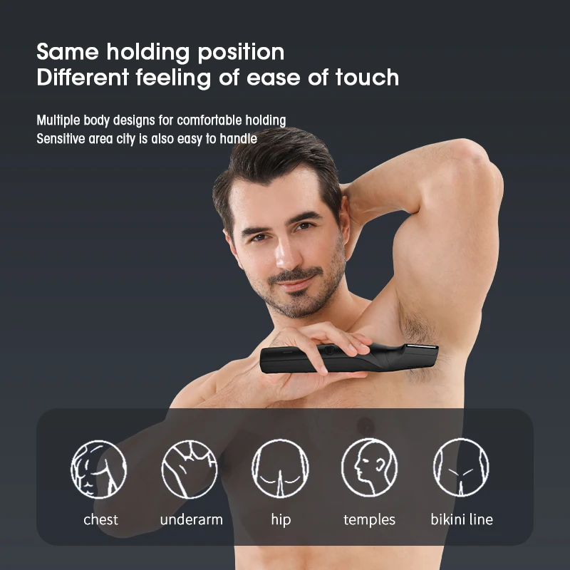 Body Hair Trimmer for Men Groin & Pubic Hair Trimmer,Wet/Dry Cordless Body Groomer,V-Shaped Trimming Head with 2 Comb Attachment