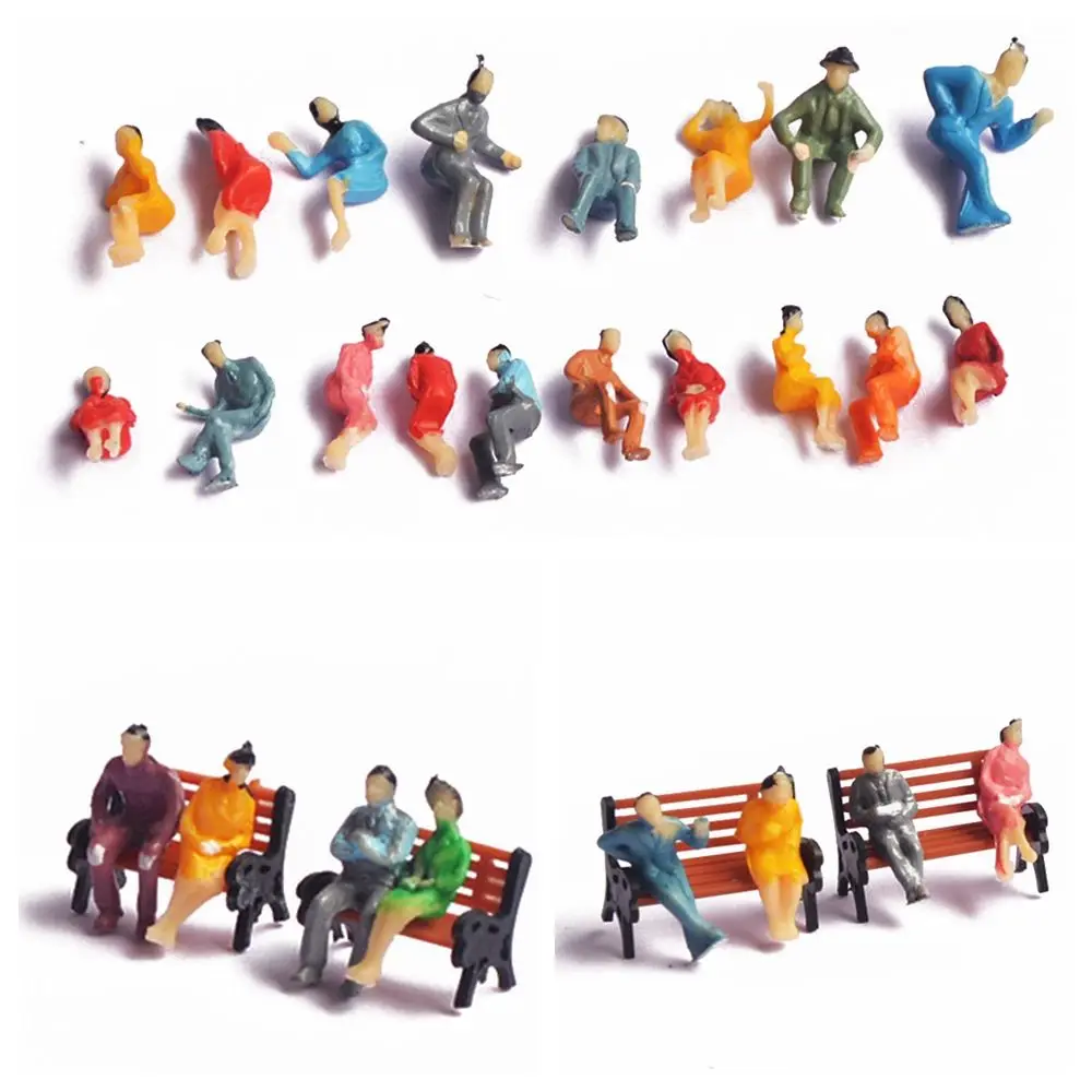 100pcs Kids Toys Collection Sand Table Scene Seated Painted Model Railway Sitting Passengers Miniatures People Figures