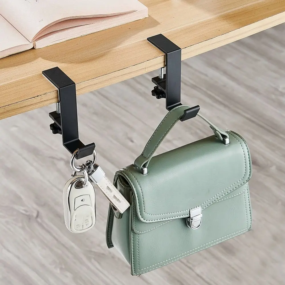 

Convenient Portable Desk Edge Hook Punch-free No Paste Desk Hanger Removable Adjustable Spacing Hanging Bag Hook Home