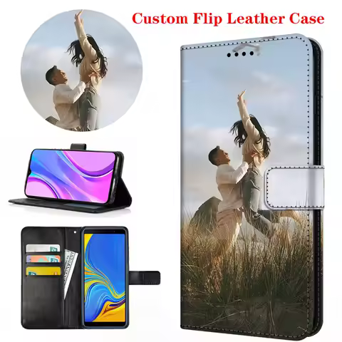 Customized DIY Flip Leather Case For Samsung Galaxy S25 S24 S23 S22 S21 S20 FE S10 S10e S9 S10 Plus Cover Wallet Card Stand S23+
