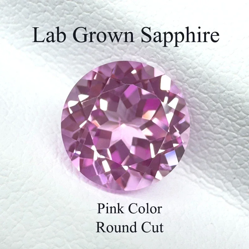 

Lab Grown Sapphire Pink Color Round Shape Charms Bead for Diy Jewelry Making Bracelet Materials Selectable AGL Certificate