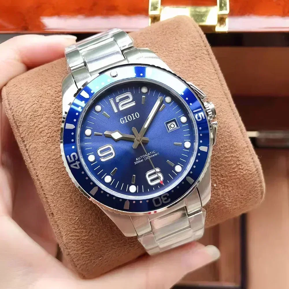 

42mm High Quality Mens Automatic Mechanical Watch Date Sapphire Luminous black Blue Ceramic Bezel