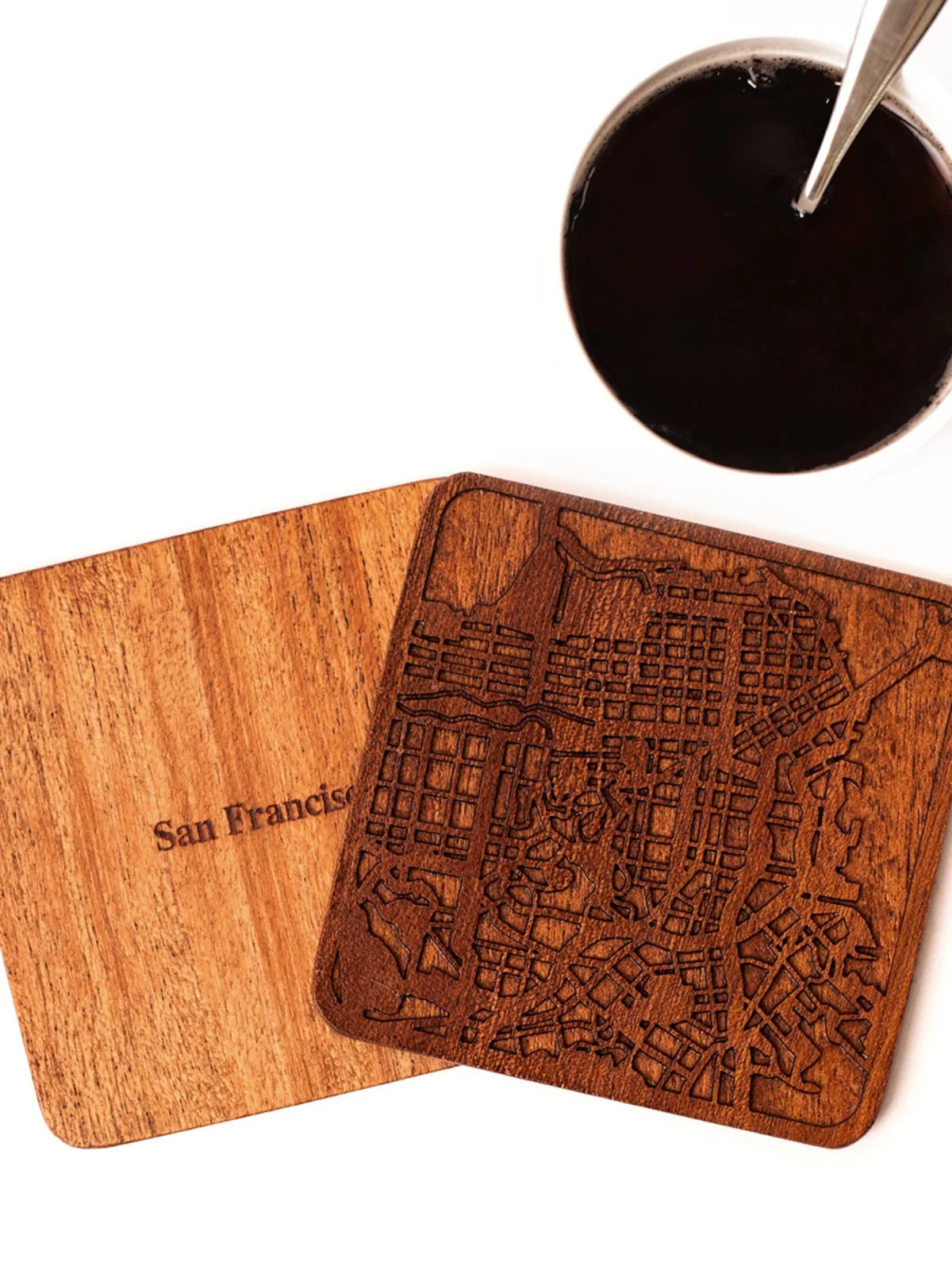 

Original San Francisco San Jose Los Angeles San Diego Map Coaster O3DesignStudio Creative Gift American mat Sle Wood...