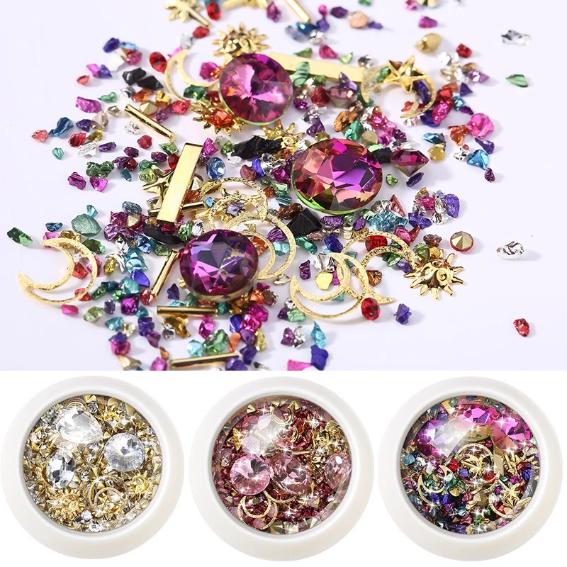 Crushed Stones Resin Jewelry DIY Accessories Filling For Epoxy Resin Molds Metal Rivet Star Moon Nail Art Decorations Handcrafts