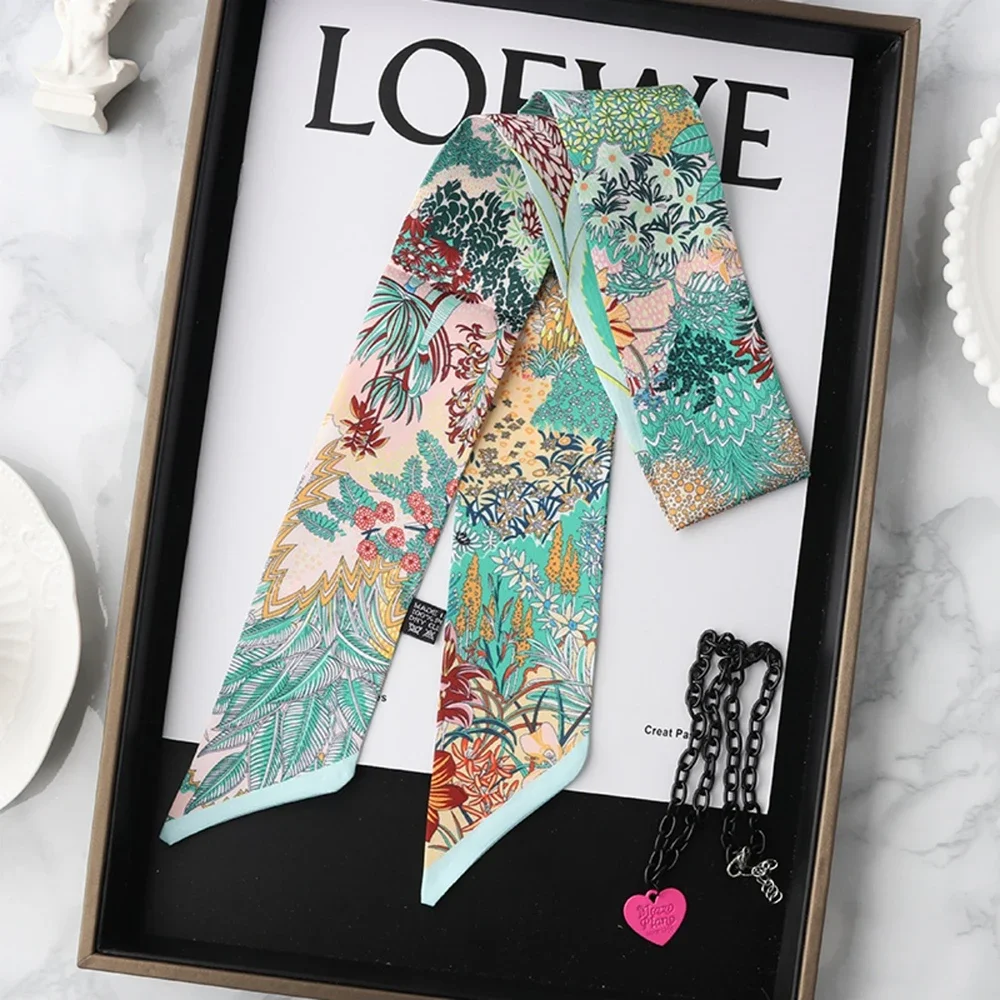 Summer New Horse Secret Garden Female Decoration Twill Long Ribbon Binding Bag Silk Ribbon Hair Belt Hot Selling Small Scarf image 2
