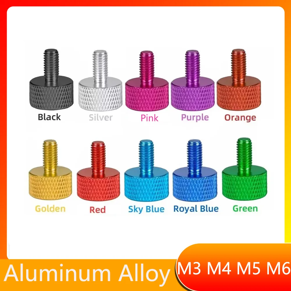 5pc M3 M4 M5 M6 Aluminum Thumb Screw Knurled Head Colourful Aluminum Hand Tighten Screw Bolts Computer Cabinet Adjustment Screws