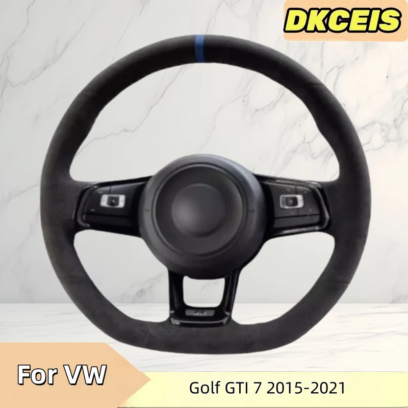 Car Steering Wheel Cover Suede Leather For Volkswagen VW Golf GTI 7 2015-2021 Golf R Jetta GLI Steering Wheel Braiding Cover