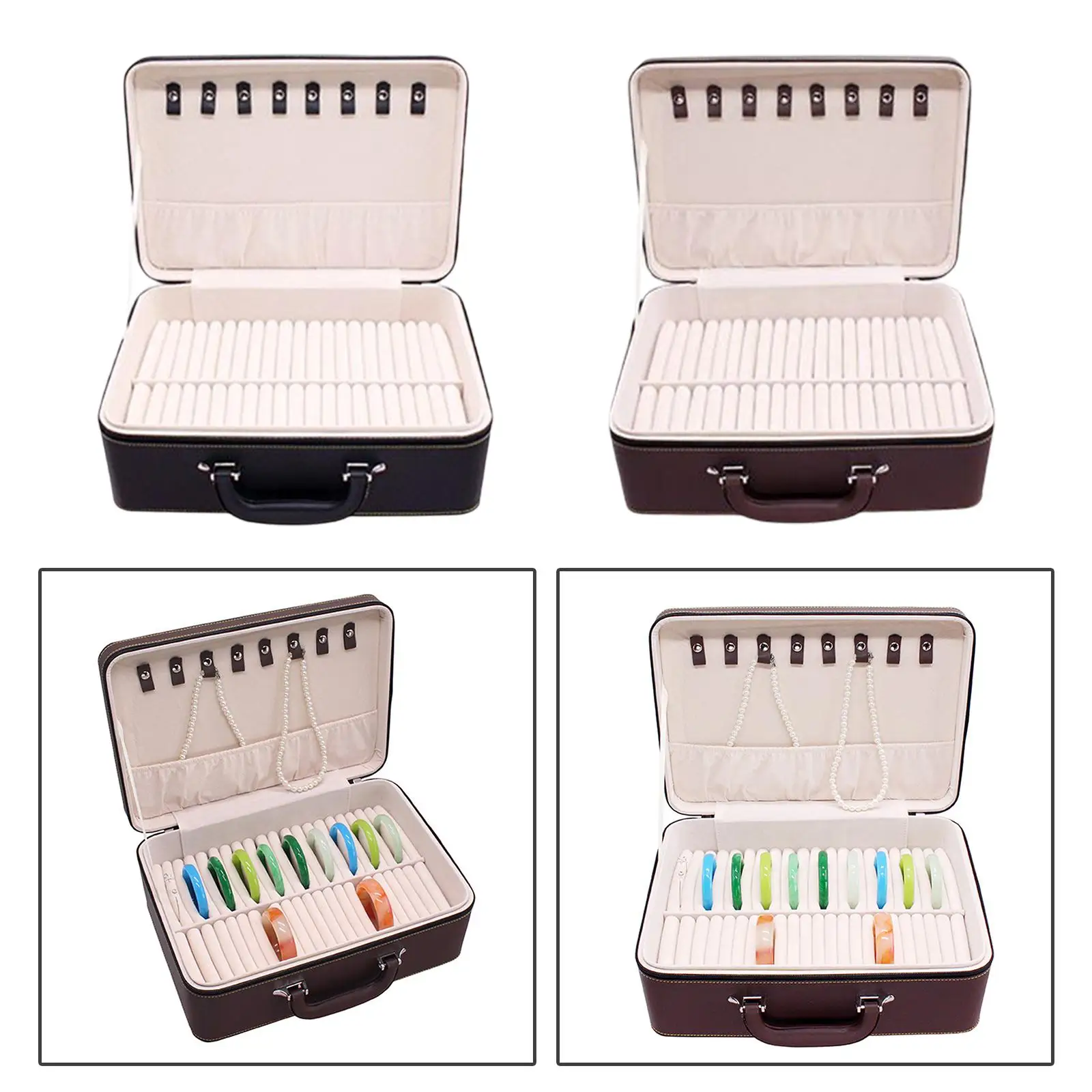 

Jewelry Bangle Box PU Leather with 40 Slot Inserts for Birthday Engagement