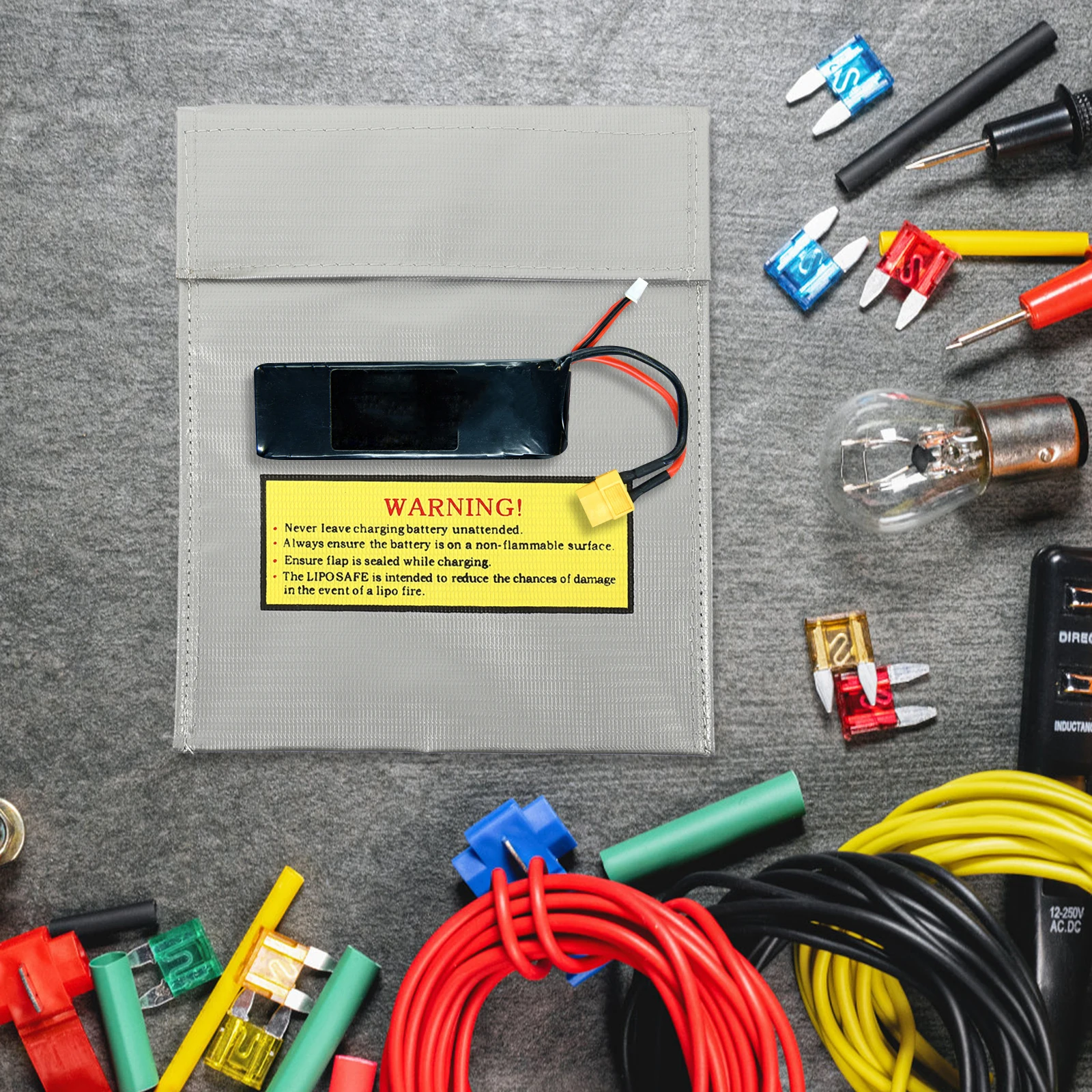 

18x23cm Lipo Bag Silver Fireproof Fiber Safety Guard Storage Pouch Workshop Lipo Charging Sack Camera