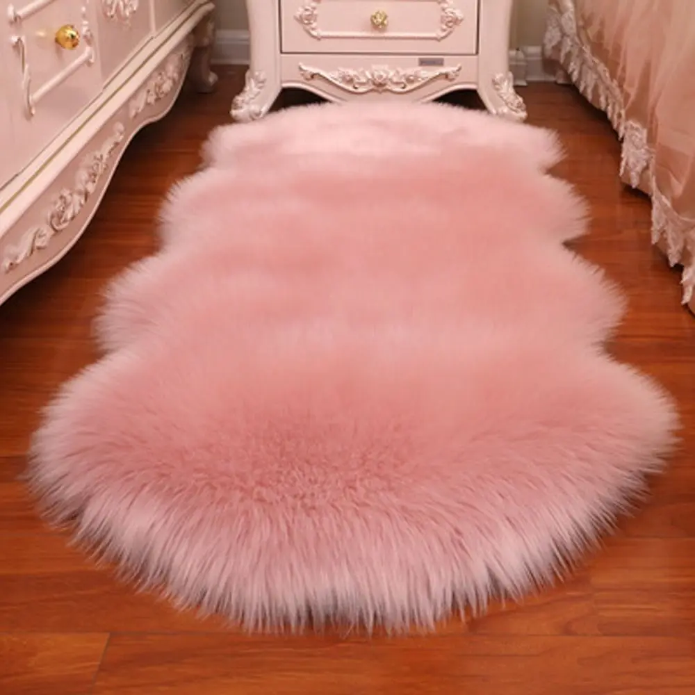 Artificial Sheepskin Long Hair Fluffy Soft Rug, Faux Wool Shaggy Mat for Home Floor Decor