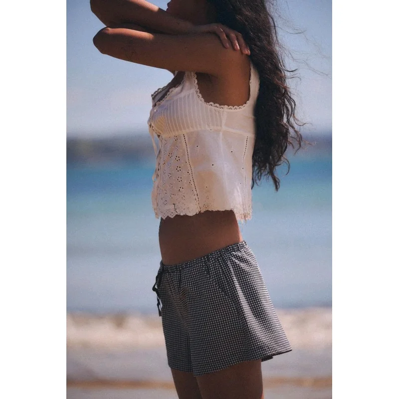 Primavera Nuovo Dolce Versatile Vacanza Sle Colletto con volant Gilet Nodo Ricamo Top Donna Faion Commute Sle ort...